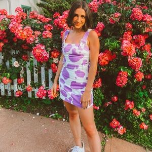 purple cow print dress
